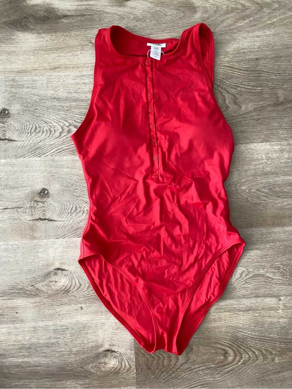 Andie Red Button-Front One-Piece Swimsuit